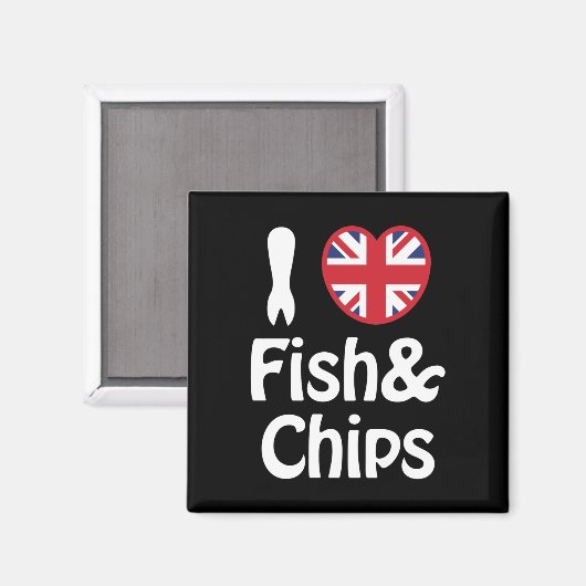 Ich höre [Liebe] Fisch und Chips Magnet (Vorderseite/Rückseite)