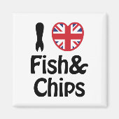Ich höre [Liebe] Fisch und Chips Magnet (Vorne)