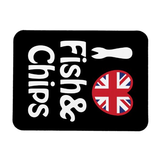Ich höre [Liebe] Fisch und Chips Magnet (Horizontal)