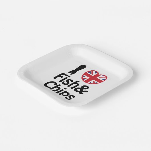 Ich höre [Liebe] Fisch und Chips Pappteller (Gewinkelt)