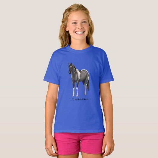 Ich höre (Liebe) mein Grulla Pinto Paint Horse T-Shirt (Vorne ganz)