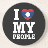 Ich höre (Liebe) meine Lao-Leute Sandstein Untersetzer (Vorne)