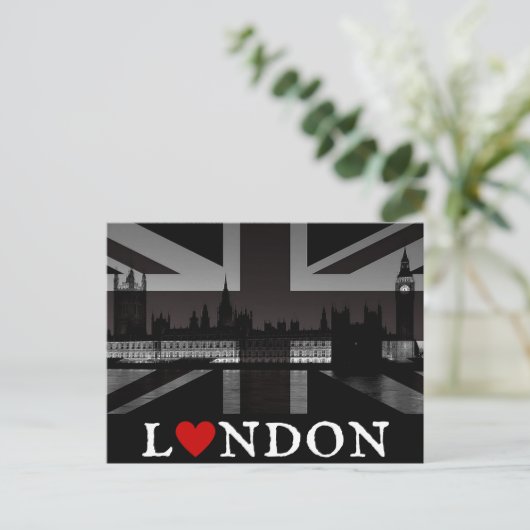 Ich höre London Black & White Union Jack Postcard Postkarte (Stehend Vorderseite)