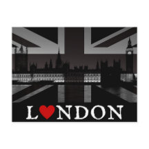 Ich höre London Black & White Union Jack Postcard
