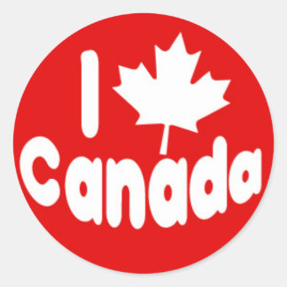 Ich höre Maple Leaf Kanada White auf Red Runder Aufkleber