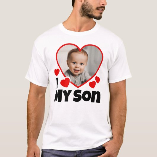Ich höre mein Sohn Personalisiertes Foto T-Shirt (Vorderseite)