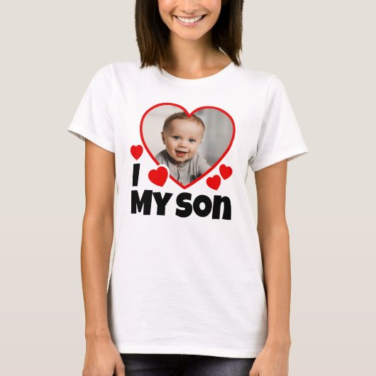 Ich höre mein Sohn Personalisiertes Foto T-Shirt (Vorderseite)