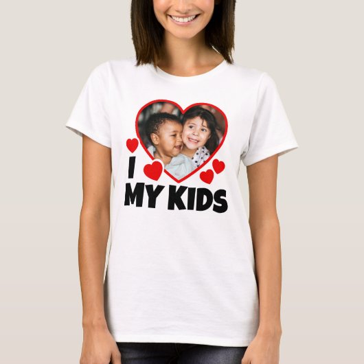 Ich höre meine Kinder Personalisiertes Foto T-Shirt (Vorderseite)