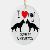 Ich höre meine zwei deutschen Schäferhunde Keramikornament (Rechts)