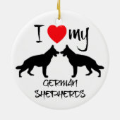 Ich höre meine zwei deutschen Schäferhunde Keramikornament (Hinten)
