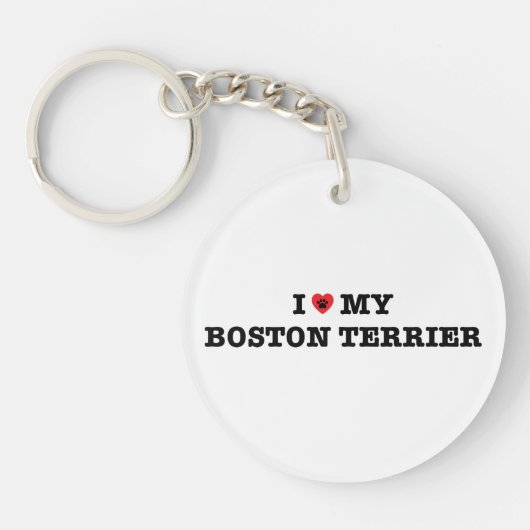 Ich höre meinen Boston Terrier Acrylic Schlüsselan Schlüsselanhänger (Vorderseite)