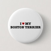 Ich höre meinen Boston Terrier Button (Vorderseite)