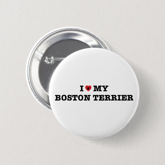 Ich höre meinen Boston Terrier Button (Vorne & Hinten)