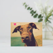 Ich höre meinen natürlichen Doberman Postkarte (Stehend Vorderseite)
