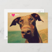 Ich höre meinen natürlichen Doberman Postkarte (Vorne/Hinten)