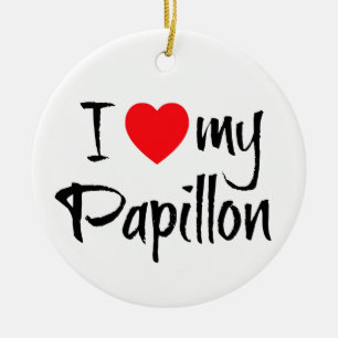 Ich höre meinen Papillon Dog Keramikornament