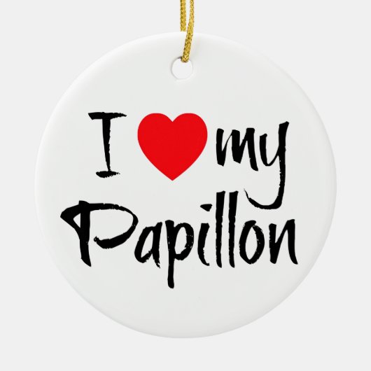 Ich höre meinen Papillon Dog Keramikornament (Vorne)