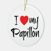 Ich höre meinen Papillon Dog Keramikornament (Links)