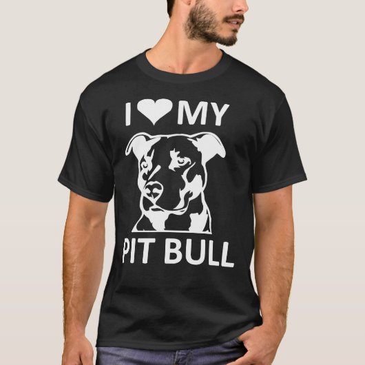 Ich höre meinen Pitbull I Liebe meinen Pitbull Pit T-Shirt (Vorderseite)