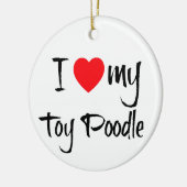 Ich höre meinen Spielzeugpudelhund Keramikornament (Links)