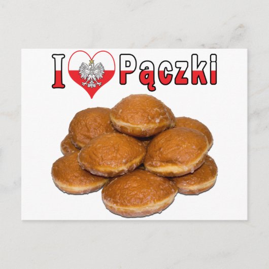 Ich höre Paczki Polnisches Essen Postkarte (Vorderseite)