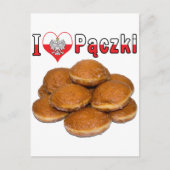 Ich höre Paczki Polnisches Essen Postkarte (Vorderseite)