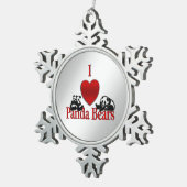 Ich höre Panda Bears Schneeflocken Zinn-Ornament (Rechts)