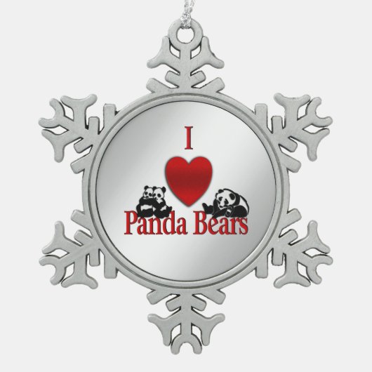Ich höre Panda Bears Schneeflocken Zinn-Ornament (Vorderseite)