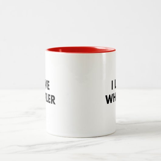 Ich höre Pfeifen I Liebe Pfeifen Moderner Text Zweifarbige Tasse (Mittel)