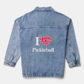 Ich höre Pickleball gefüllt Herz Rosa und Rot Jeansjacke (Rückseite)