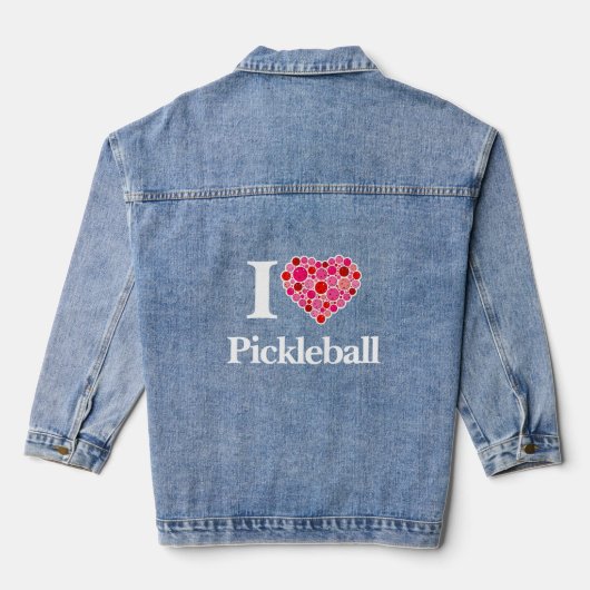 Ich höre Pickleball gefüllt Herz Rosa und Rot Jeansjacke (Rückseite)