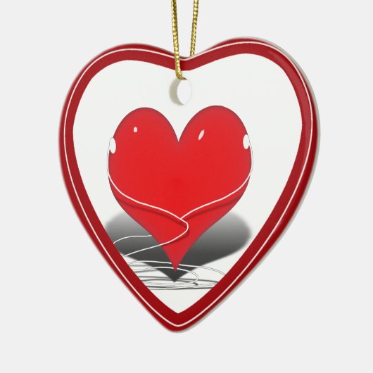 Ich höre (Rotes Herz) Keramikornament (Links)