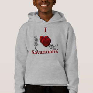 Ich höre Savannah Cat Silver Hoodie