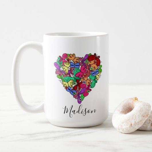 Ich höre Schmetterlinge, Personalisiert Kaffeetasse (Mit Donut)