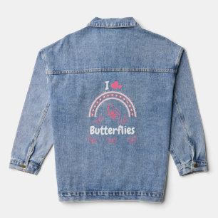 Ich höre Schmetterlinge rosa Schmetterlinge Zitat  Jeansjacke