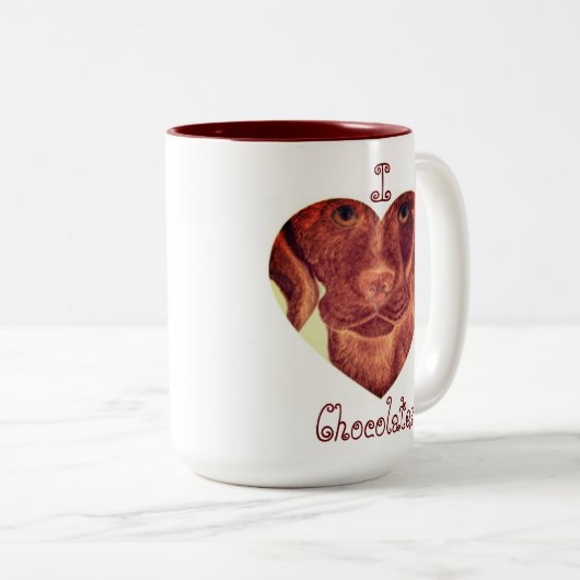 Ich höre Schokolade Zwei-Tonen-Kaffee-Tasse Zweifarbige Tasse (VorderseiteRechts)
