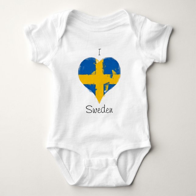Ich höre Schweden schwedische Flagge Baby Strampler (Vorderseite)