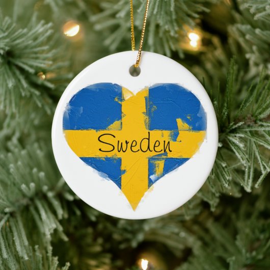 Ich höre Schweden schwedische Flagge Keramik Ornament (Baum)