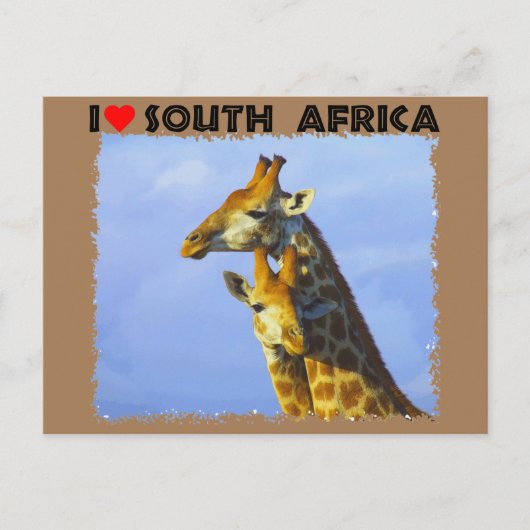 Ich höre Südafrika Blue Sky Giraffen Postkarte (Vorderseite)