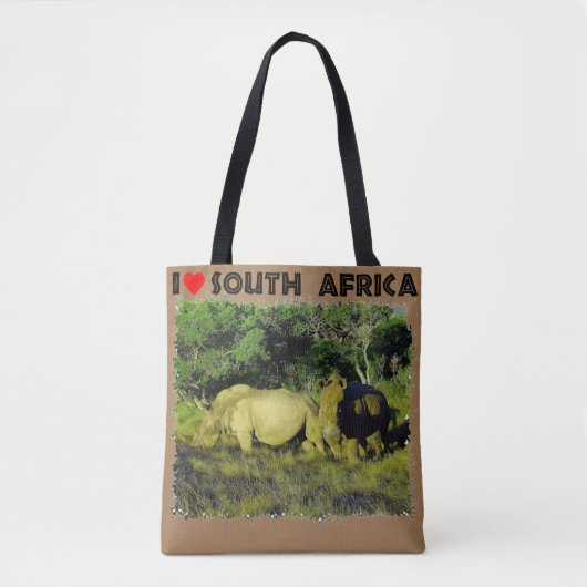 Ich höre Südafrika Rhino Couple Tasche (Vorderseite)