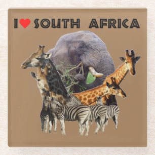 Ich höre Südafrika Wildlife Collage Glasuntersetzer