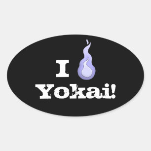 Ich höre Yokai! Hitodama Fireball Ovaler Aufkleber