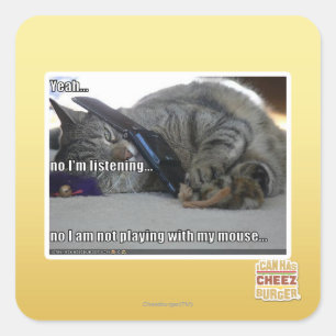 Ich höre zu quadratischer aufkleber