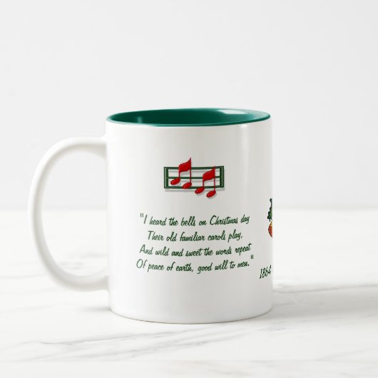 "Ich hörte die Glocken an Weihnachten" Hymne Zweifarbige Tasse (Links)