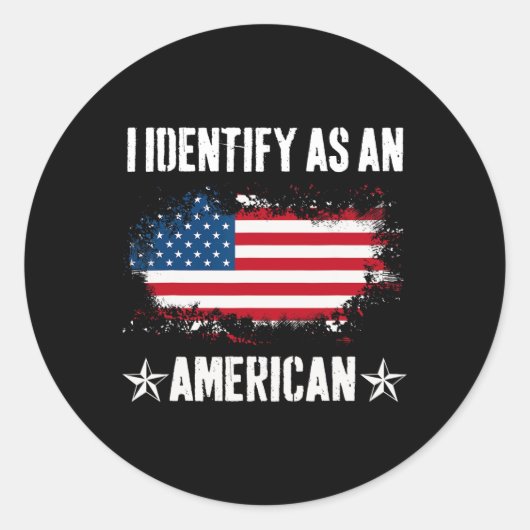 Ich identifiziere mich als amerikanischer Flaggena Runder Aufkleber (Vorderseite)