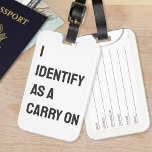 Ich identifiziere mich als Carry auf dem sonnigen  Gepäckanhänger<br><div class="desc">Ich identifiziere mich als Carry auf dem sonnigen Sprichwort Reisende</div>