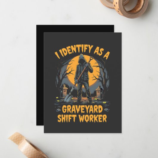 Ich identifiziere mich als Graveyard Shift Worker  Mitteilungskarte (Vorderseite/Rückseite Beispiel)