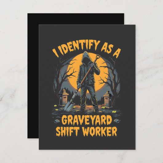 Ich identifiziere mich als Graveyard Shift Worker Mitteilungskarte (Vorne/Hinten)