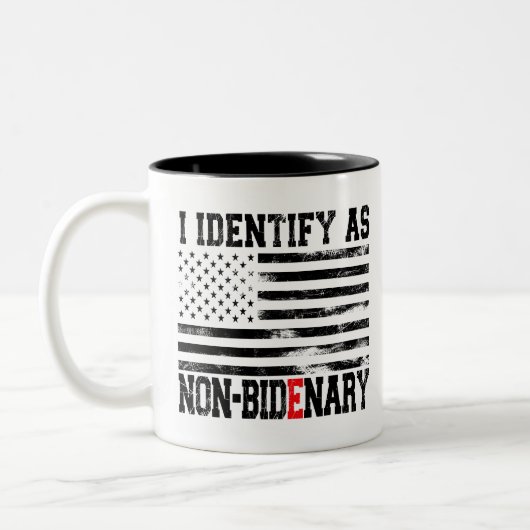 Ich identifiziere mich als nicht-Bidenar - Anti-Bi Zweifarbige Tasse (Links)