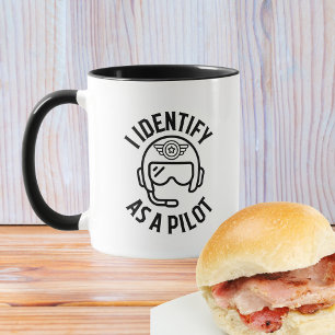 "Ich identifiziere mich als Pilot" Zitat, Humor, L Tasse